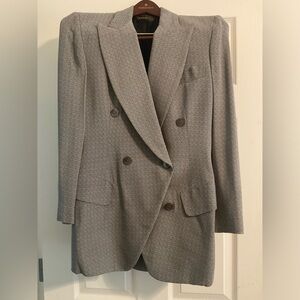 Donna Karan, double breasted, lightweight rayon, suit, lined